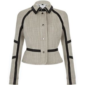 Belstaff Ripley Raglan Leather Trim Peplum Jacket, Retail $2,295, Size 38, NWT